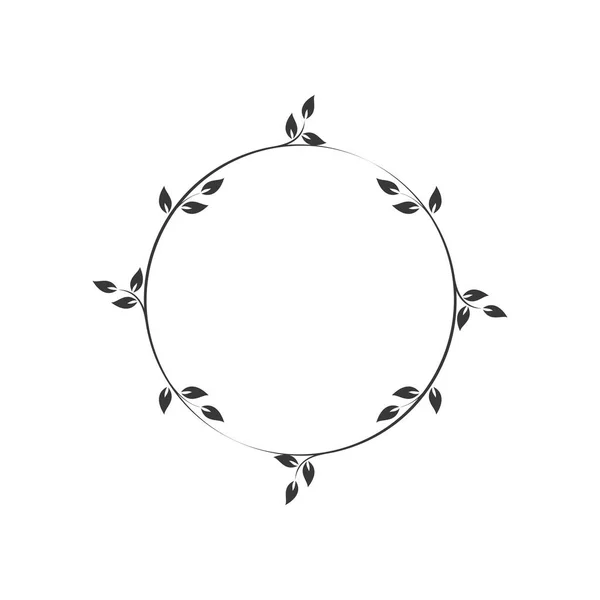 Cadres Ronds Floraux Vintage Couronne Lierre Circulaire Décorative Noire Illustration — Image vectorielle