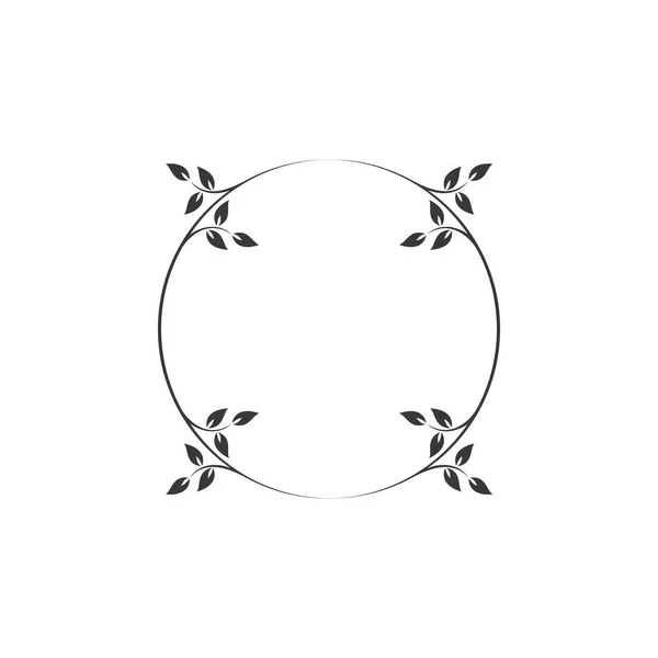 ヴィンテージ花の丸いフレーム 黒い装飾的な円形のツタの花輪 ベクトルイラスト — ストックベクタ