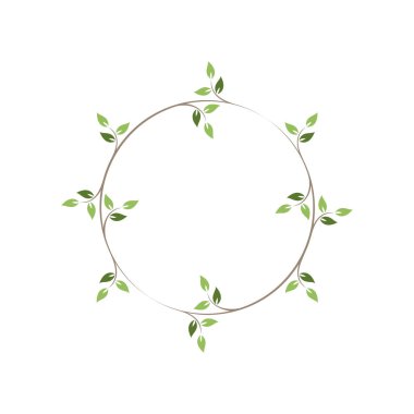 Vintage çiçek yuvarlak çerçeveler. Yeşil dekoratif dairesel sarmaşık çelenk. Vektör çizimi