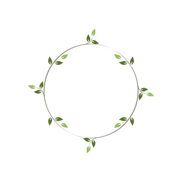 Vintage Bloemen Ronde Frames Groene Decoratieve Circulaire Ivy Krans Vector — Stockvector