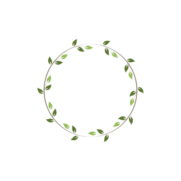 复古花卉圆框 绿色装饰圆形常春藤花环 矢量插图 — 图库矢量图片