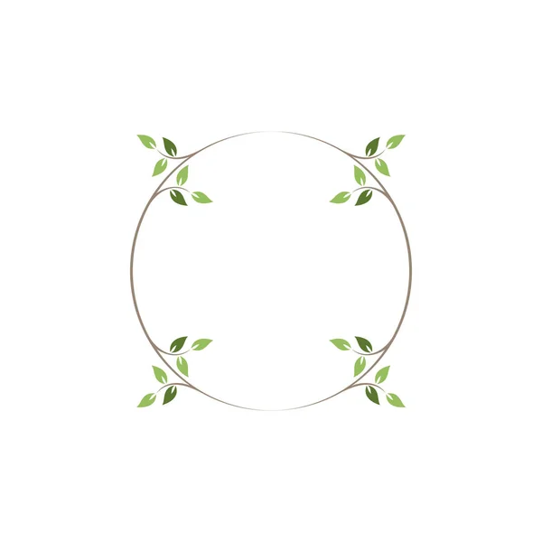 复古花卉圆框 绿色装饰圆形常春藤花环 矢量插图 — 图库矢量图片