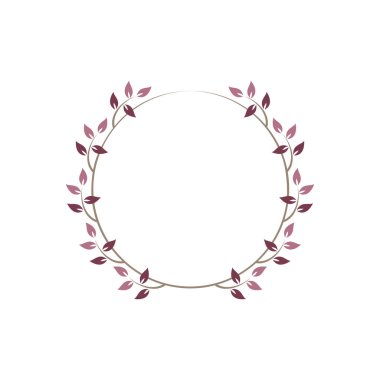 Klasik çiçek desenli yuvarlak çerçeveler. Pembe dekoratif dairesel sarmaşık çelengi. Vektör illüstrasyonu