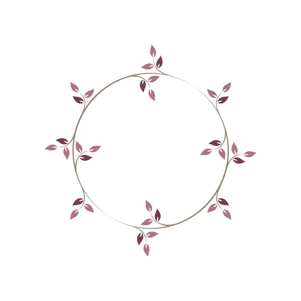 老式花卉圆框 粉红色装饰圆形常春藤花环 矢量说明 — 图库矢量图片