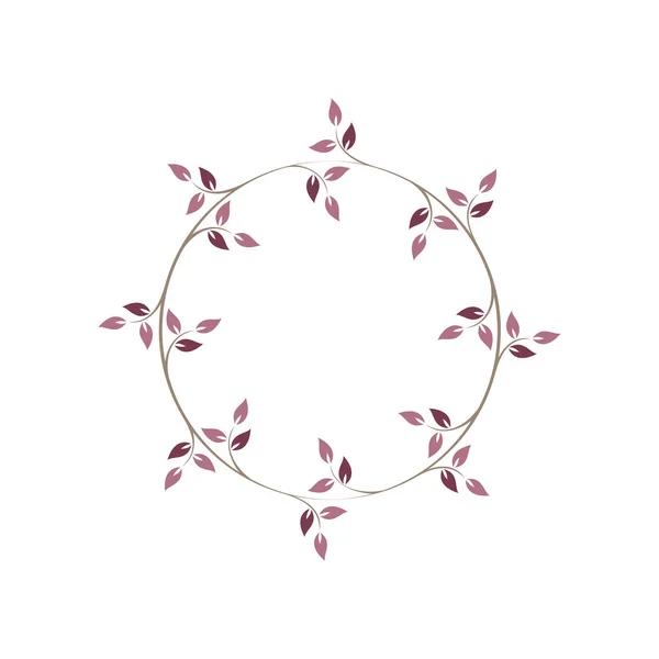 老式花卉圆框 粉红色装饰圆形常春藤花环 矢量说明 — 图库矢量图片