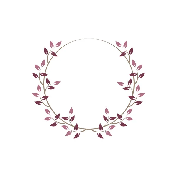 Marcos Redondos Florales Vintage Corona Hiedra Circular Decorativa Rosa Ilustración — Vector de stock