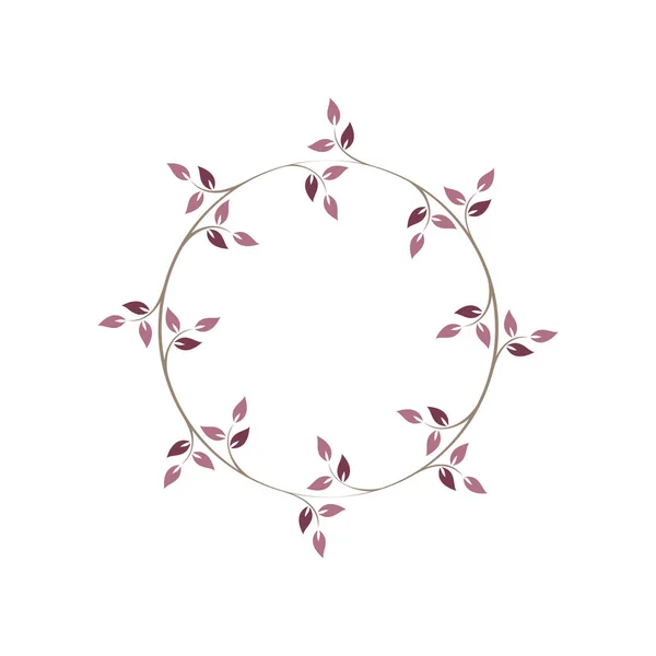 Vintage Floral Frames Pink Decorative Circular Ivy Wreath Vector Illustration — Stock Vector