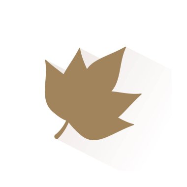 Gölgeli kahverengi yaprak ikonu. Düz vektör illüstrasyonu