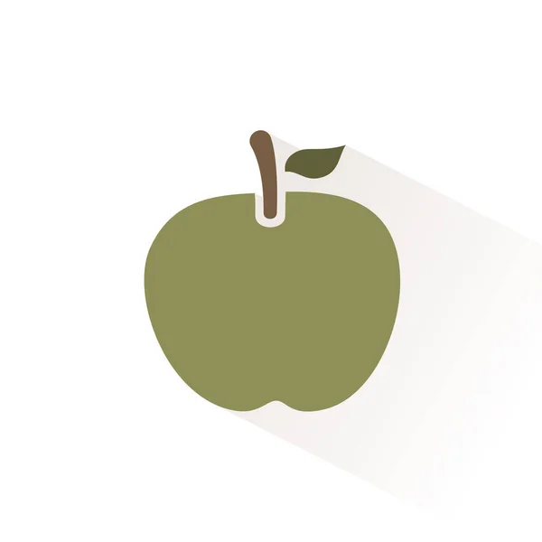Grön Äppelfärgsikon Med Skugga Platt Vektor Illustration — Stock vektor