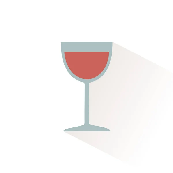 Склянка Значка Кольору Вина Тіні Плоска Векторна Ілюстрація — стоковий вектор