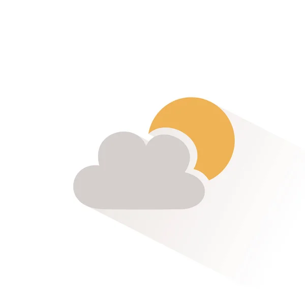 Sun Cloud Color Icon Shadow Flat Vector Illustration — Stock Vector