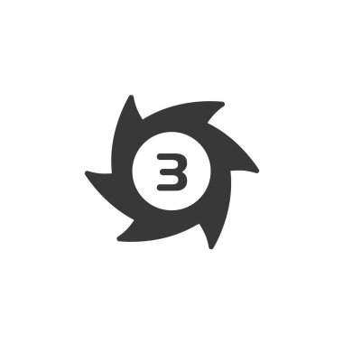 Kasırga. Kategori üç. Üçüncü sınıf. Simge. Hava ve harita kabartma vektör çizimi