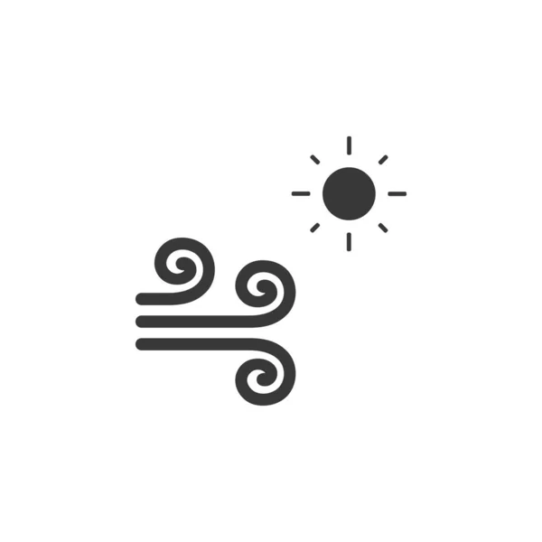 Vent Soleil Icône Illustration Vectorielle Glyphe Temps Chaud — Image vectorielle