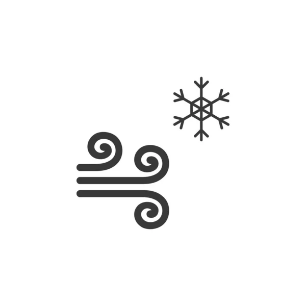 Wind Und Schnee Symbolbild Illustration Des Glyphen Vektors Bei Kaltem — Stockvektor