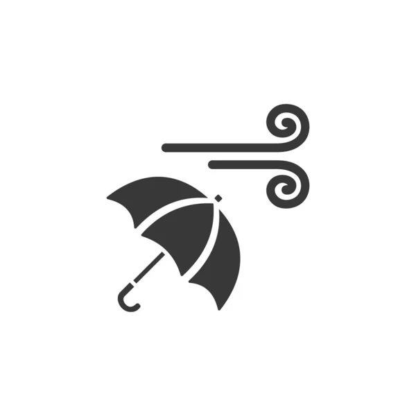 Vítr Deštník Ikona Obrázek Vektoru Glyfu Počasí — Stockový vektor