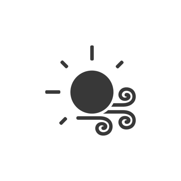 風と太陽 アイコン 天気グリフベクトル図 — ストックベクタ