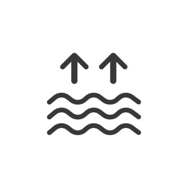 Yüksek gelgitler. Denizde dalgalar. Simge. Hava kabartması vektör illüstrasyonu