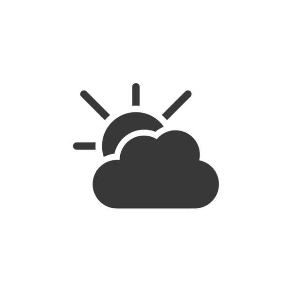 Cloudy Day Sun Icon Weather Glyph Vector Illustration — Stock Vector