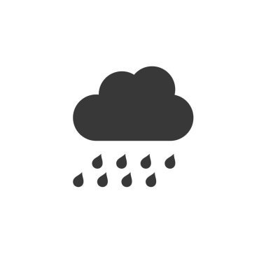 Şiddetli yağmur ve bulut. Simge. Hava kabartması vektör illüstrasyonu