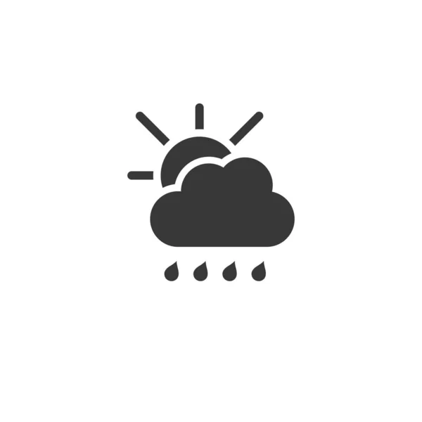 Dešťové Kapky Mraky Slunce Ikona Obrázek Vektoru Glyfu Počasí — Stockový vektor