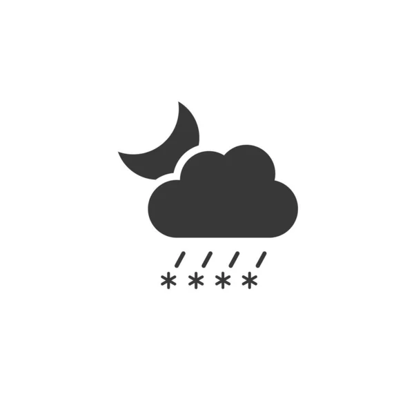 Sleet Wolke Und Mond Symbolbild Nacht Wetter Glyphen Vektor Illustration — Stockvektor