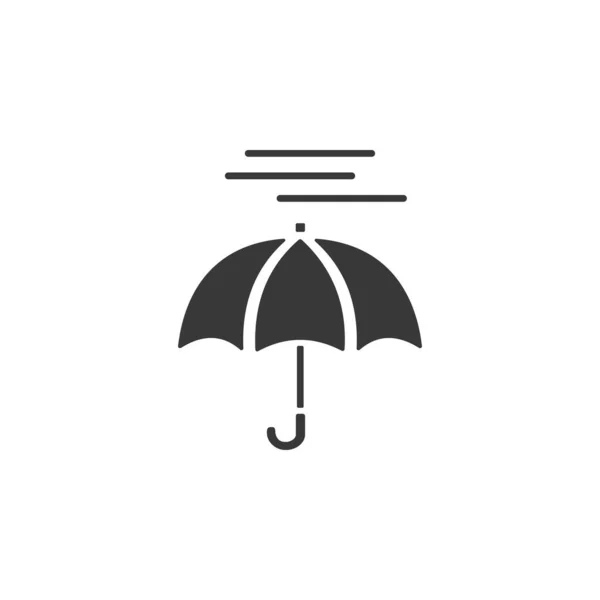 傘と重い霧 孤立したアイコン 天気グリフベクトル図 — ストックベクタ