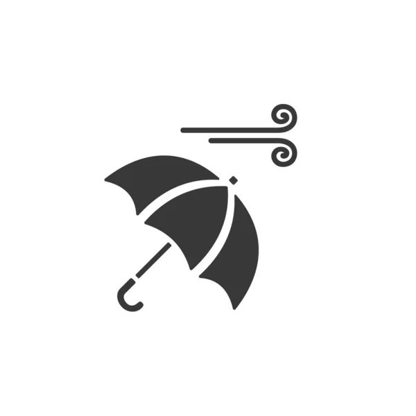 Regenschirm Und Wind Vereinzelte Symbole Veranschaulichung Von Wetterglyphenvektoren — Stockvektor