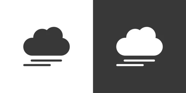 霧と雲 黒と白の背景に独立したアイコン 気象ベクトル図 — ストックベクタ