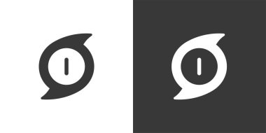 Kasırga. Kategori bir. Birinci sınıf. Siyah beyaz arkaplanda izole edilmiş bir simge. Hava vektörü illüstrasyonu