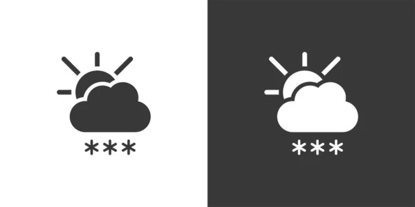 Neve Pesante Sole Icona Isolata Sfondo Bianco Nero Illustrazione Vettoriale — Vettoriale Stock