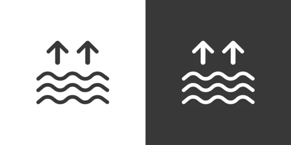 Mareas Altas Olas Mar Icono Aislado Sobre Fondo Blanco Negro — Vector de stock