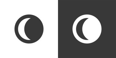 Ay aşaması. Sütten kesilmiş ak kaşık. Siyah beyaz arkaplanda izole edilmiş bir simge. Hava vektörü illüstrasyonu