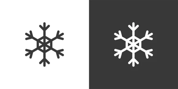Flocon Neige Icône Isolée Sur Fond Noir Blanc Illustration Vectorielle — Image vectorielle