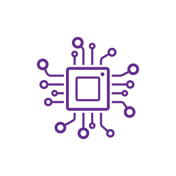 Cpu icon, vector cpu processor technology, electronic microchip — Stock Vector