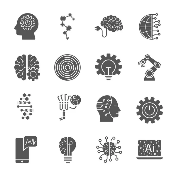 Künstliche Intelligenz verschiedene Symbole gesetzt. ai icon set für Web, Websites und andere — Stockvektor