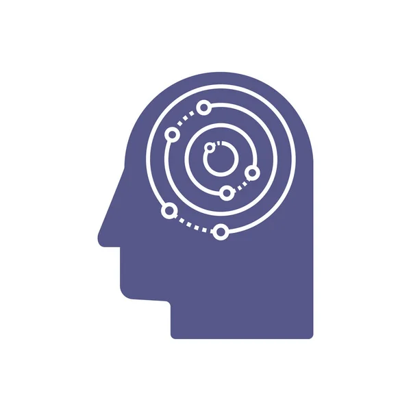Inteligência artificial e modelo de logotipo da cabeça humana. Circuitos de grade eletrônica e design de vetor de comunicações. Tecnologia CPU ilustração da mente —  Vetores de Stock