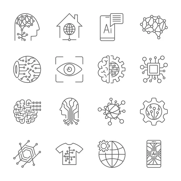 Sanayi 4.0, yapay zeka ve Internet of Things Icons set. Dijitalleştirme kavramı kurumsal çok, akıllı fabrika, sanayi 4.0, Ai - vektör çizim