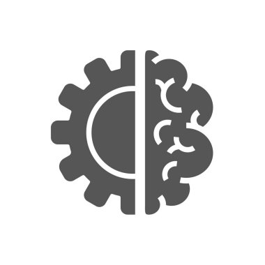 Yaratıcı beyin kavramı Logo tasarım şablonu. AI, çok, sanayi 4.0