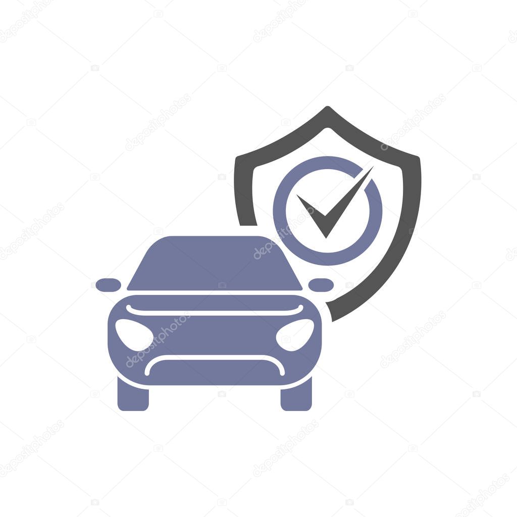 Car guard shield sign, collision insurance shop logo emblem protection, driver flat security system badge. Theft modern design label illustration.