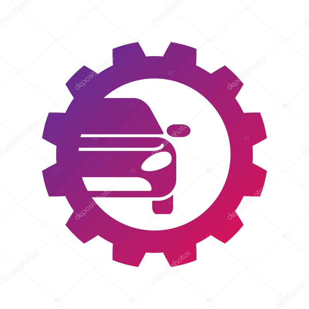 Repair Car logo, silhouette car, gear and wrench, sign emblem service. EPS 10
