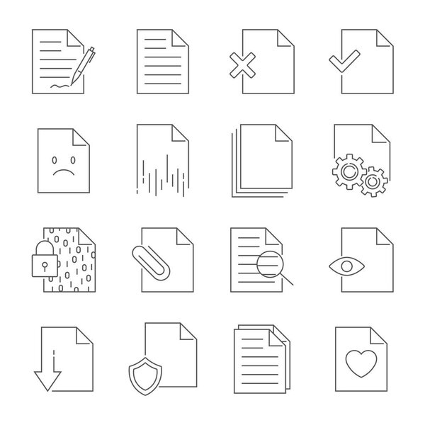 Набор значков векторной линии управления потоком документов. Стол для голосования
