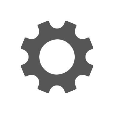 dişli simgesi vektörü. Basit düz sembol. Beyaz arkaplanda mükemmel siyah resim çizimi.