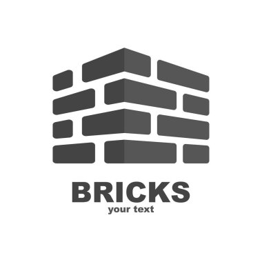 Tuğla inşaat Logo tasarım şablonu. Vektör. EPS 10