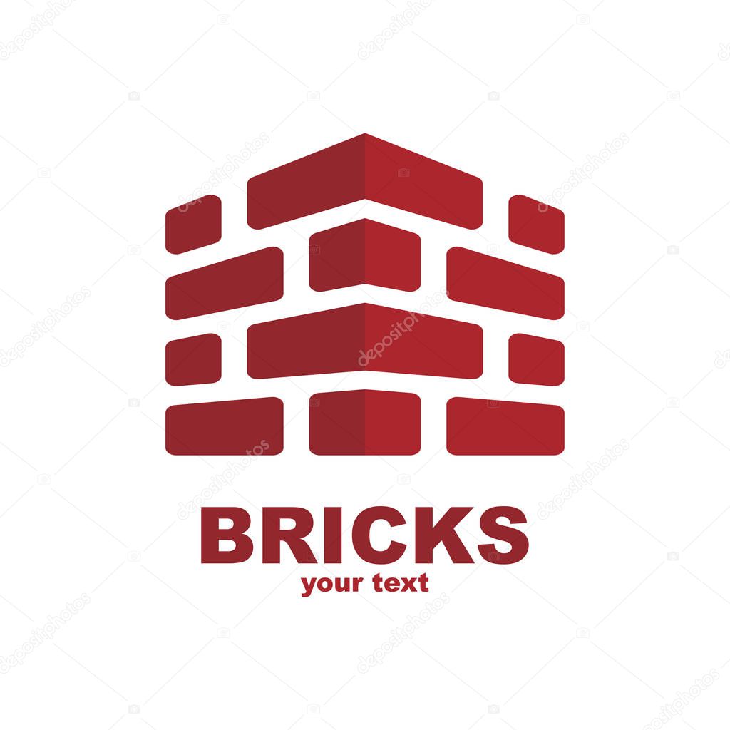 Vector logo template for real estate or building company. Illustration of a house made of four white bricks. EPS10. Icon concept. Architecture. EPS 10