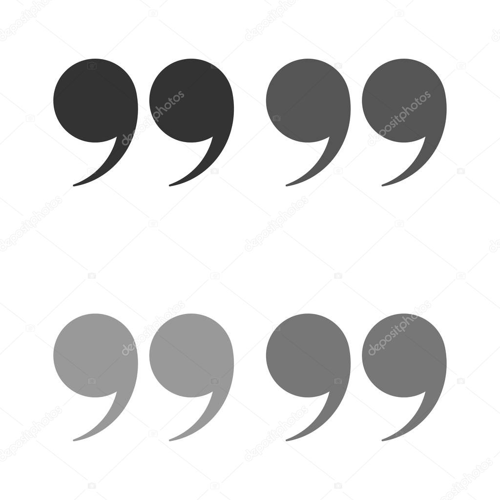 Quotes icon vector set. Quote marks black symbol isolated.