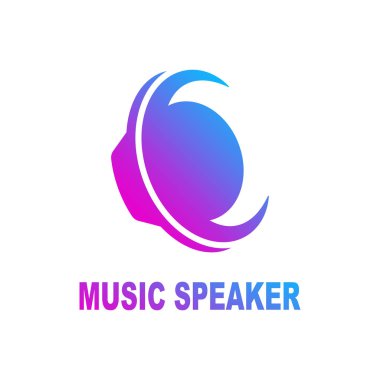 Hoparlör ses logosu. Ses ve müzikal logo şablonu. Woofer vektör tasarımı. Subwoofer illüstrasyon. EPS 10