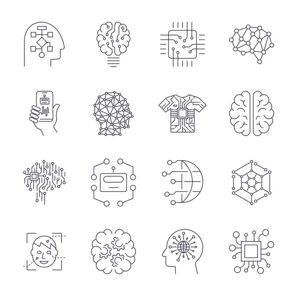 Yapay zeka, AI Icon set. — Stok Vektör