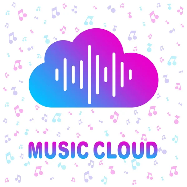 Simple icon with cloud and sound equalizer wave. Colorful icon on white background. EPS 10 — Stock Vector