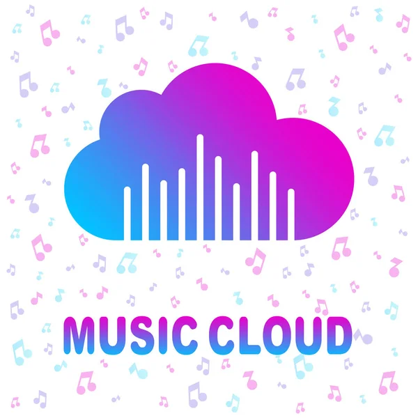 Simple icon with cloud and sound equalizer wave. Colorful icon on white background. EPS 10 — Stock Vector