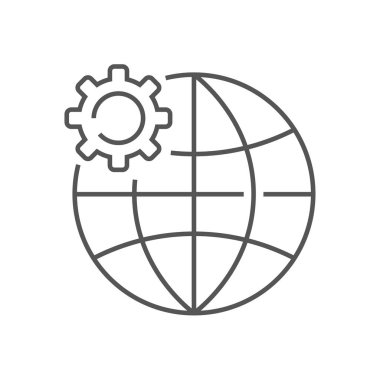 Dünya ve dişli. Çok çok ve sanayi 4.0 küresel uygulanması kavramı. Internet şeyler, Ai, sanayi 4.0 teknolojisinin Illusration. Yenilikçi teknolojiler.